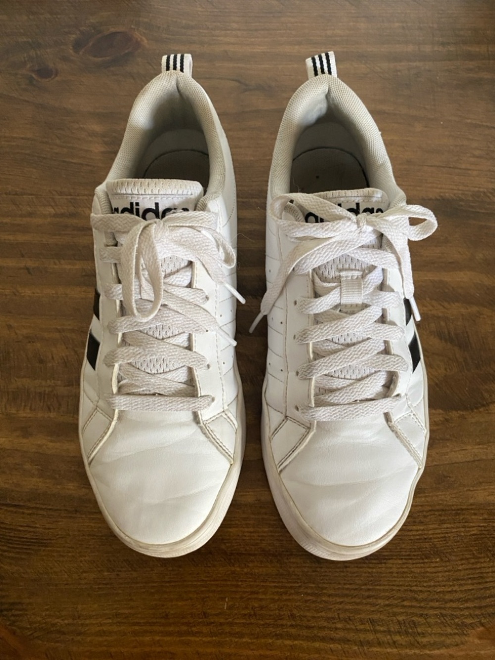 Adidas NEO - white sneakers with black stripes - low tops - women's size 7.5